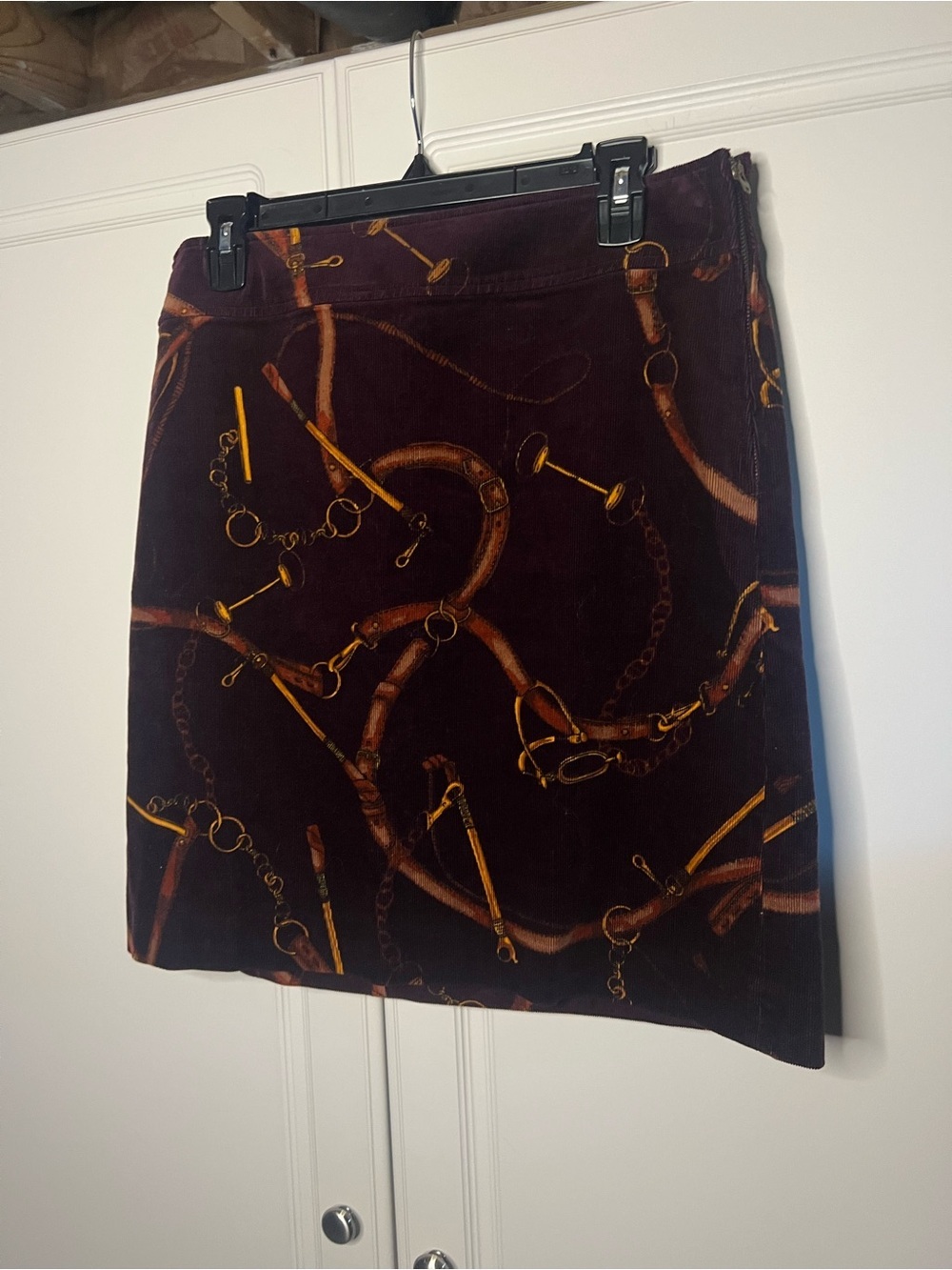 Talbots Equestrian Print Corduroy Skirt - Picture 5 of 15